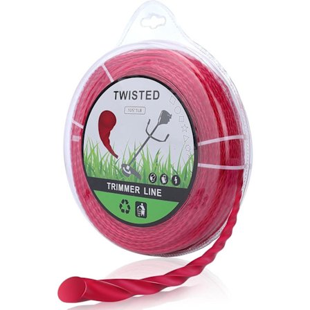 Kompatibel trimmerline, rund, tvistet, kommersiell 3 mm, 266 cm trimmertråd, kantklipperline, 266 rød. Bløtlegg i 24 timer før bruk.