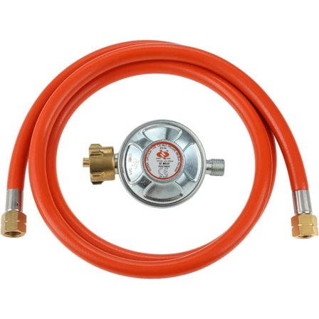 Gassregulator 50 mbar + Gasslange 1m50, tysk standard - 1,5 kg/t 1/4" LKS
