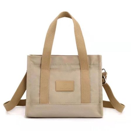 Lærred Tote Bag Student Skuldertaske KHAKI