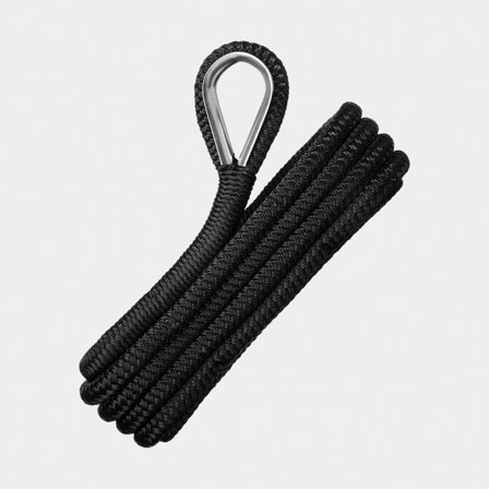 Cabo de amarre con gaza de acero inoxidable NOCK Långedrag, poliéster de 16 trenzas, Ø12 mm, 4 metros, negro