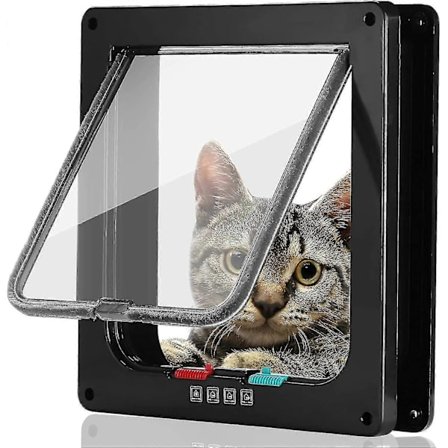 4-vejs låsbar stor kattelem, vejrbestandig indendørs/udendørs kæledyrslem til katte og små hunde