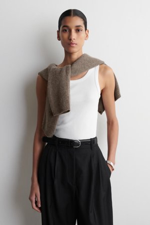 COS Ribbed Cotton Tank Top in White - Women