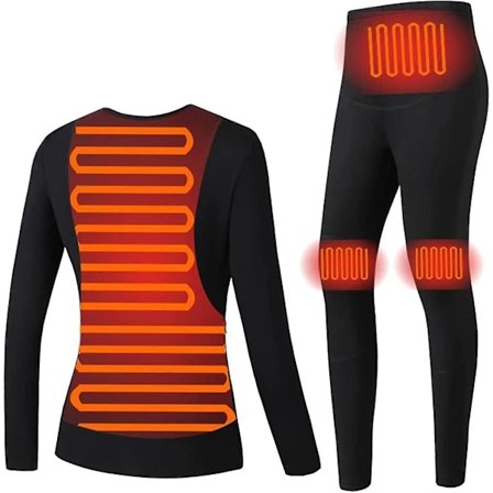 Oppvarmet termisk undertøy, USB elektrisk oppvarmet termisk langarmet T-skjorte supermyk baselag termisk topp - Perfekt