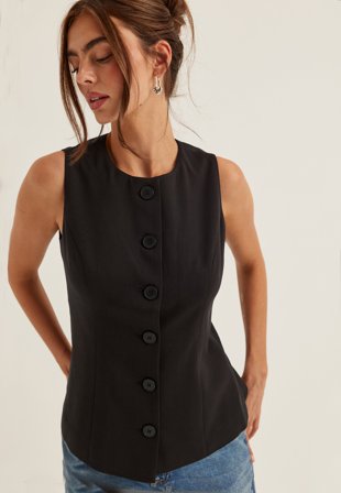 BUBBLEROOM - Tailored Vest - Black