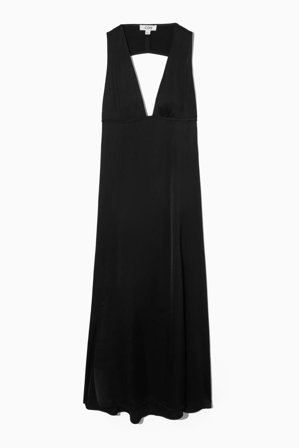 COS Women's Plunge Open-Back Maxi Dress in Black