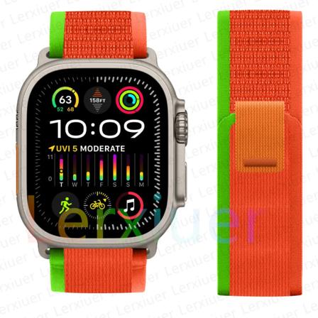 Trailrem for Apple Watch Ultra 2 band 49mm 44mm 45mm 40mm 41mm 38mm 42mm 45 44 mm armbånd iWatch series 8 9 7 6 5 3 se grønn rød green red 42 44 45 