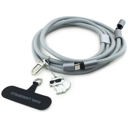 Karl Lagerfeld CBDY Choupette Charm USB-C-kabel / USB-C-snor - grå