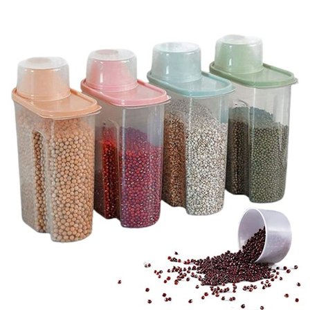 Pieces Kornbeholder, Kornbeholder, Kornboks i plast, Kornlagringstank, for tørr mat, frokostblandinger, mel, kaffe (LITEN)