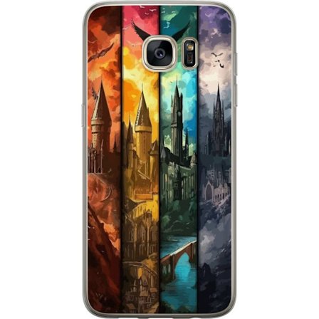Kompatibel Mobilcover til Samsung Samsung Galaxy S7 edge Fire magiske slotte i forskellige elementfarver, episk fantasykunst med ild vand luft og mør
