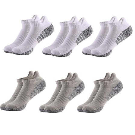 6 Anti-skli, Svetteabsorberende Og Pustende Sportsokker, Dobbelt Tykkere Håndklebunn Løpesokker, Bomullsbåtsokker