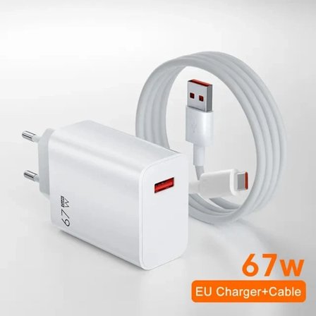 67W USB Snabbladdare för Xiaomi 14 13 12 11 10 Ultra Redmi Note 12T 13 Pro Turbo Snabbladdning Typ C USB Laddningskabel