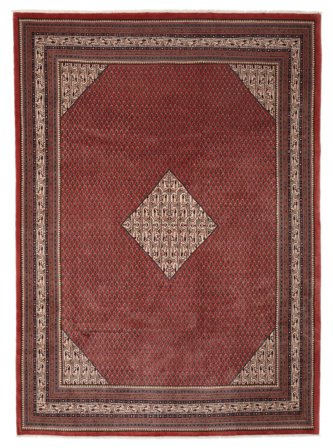Hand Knotted Sarouk Mir Rug 253X358 Wool Dark Red/Black Large