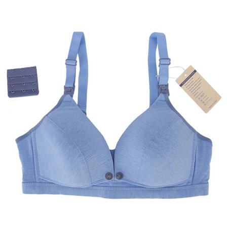 Amning BH för Kvinnor Sömlös Mjuk Bomull Framknäppning Gravid BH Blå Storlek 34