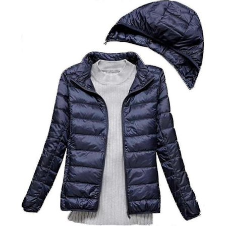 Vintertynd og let dunjakke til kvinder, afslappet dunjakke, slank quiltet jakke med aftagelig plus size barselsjakke_fs