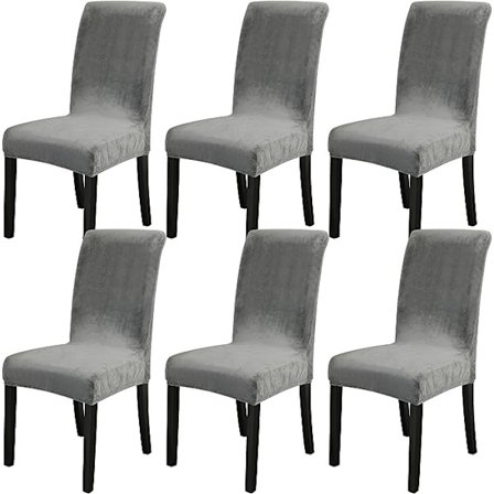 Sammetsstolsöverdrag Set om 6 Stretch Avtagbara Tvättbara Matstolsöverdrag Supermjukt Skydd (Paket om 6)