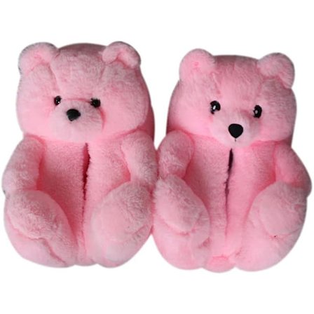 Teddybjørn Tøfler for Kvinner Hjemme Innendørs Myke Sklisikre Søte Vinter Varme Gulvsko Tøfler Tegneserie