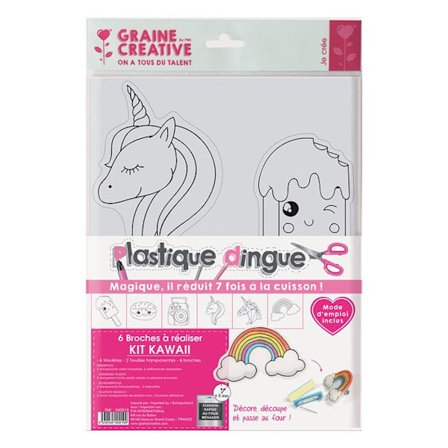 Skapande kit - Kawaii - Galen plast - 6 modeller - 2 ark - 6 stift
