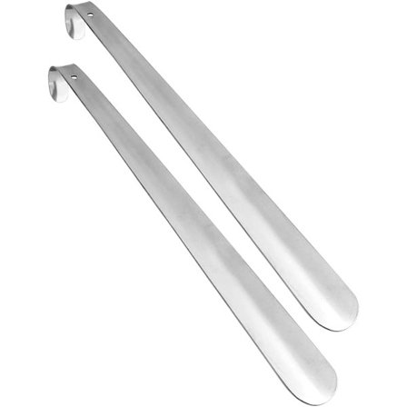 2-pack skohorn i rostfritt stål, metallskohorn, 42 cm