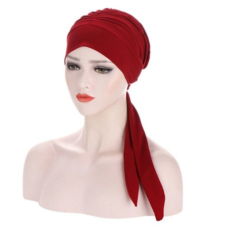Kvinnor Turban Håravfall Hatt wine red