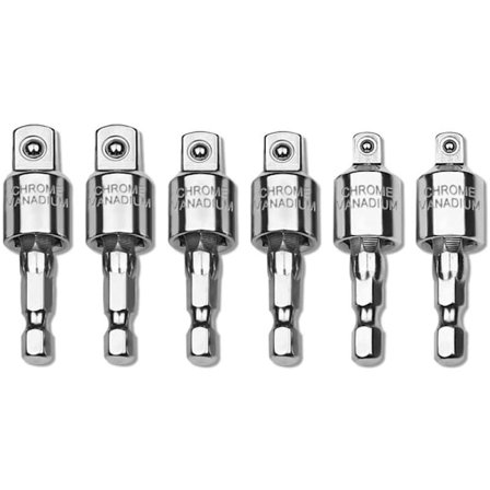 6 stk. Serie 360° boremaskine sokkel forbindelsesstang sokkel bit adapter 1/4 tommer 3/8 tommer 1/2 tommer hex slag skruetrækker hex skaft bit sæt