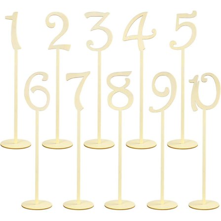 Träbordsnummer 1-10, träbordsnummer med speciell form för platser