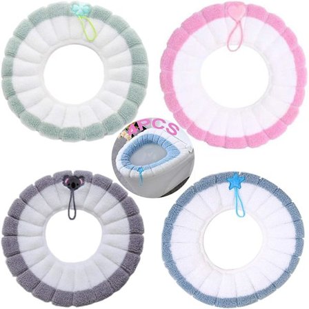 Bløde plys toilet sæde puder toilet sædebetræk 4 stk toilet sædebetræk toilet sædemåtte tyk toilet sæde til de fleste familier toilet blå pink grå 