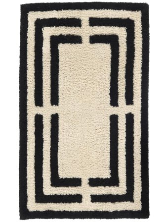 Chateau Tapis De Bain 70X120 Blanc Naturel/Noir Coton Lavable
