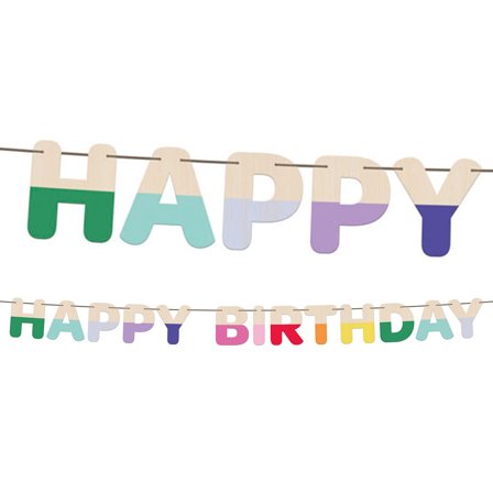 Bokstavsgirlang Happy Birthday i Trä 4 m