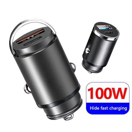 100W Auton USB-laturi Super Charge USB-A USB-C Musta