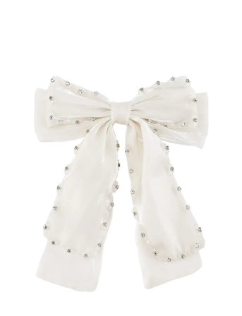 SUI AVA Pastel Crystal Bow - White - ONE SIZE