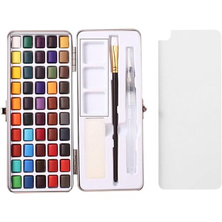 Set med 50 Färger Bärbar Livfulla Färger Solid Akvarell Pigment Färgset Perfekt för Studenter, Barn, Nybörjare och Mer (50 - Perfet
