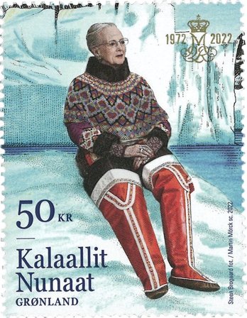 Grønland - Dronningens 50-års regeringsjubilæum - Postfrisk frimærke