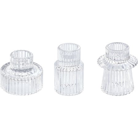 Lasikuvana-kynttilänjalat, Tee-kynttilänjalat Pöytäkeskustelua varten, Hääkoristeluun ja Illalliseen (3 kpl, Kirkas)