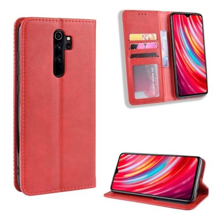 Bofink Vintage Xiaomi Redmi Note 8 Pro leather kotelot - Punainen