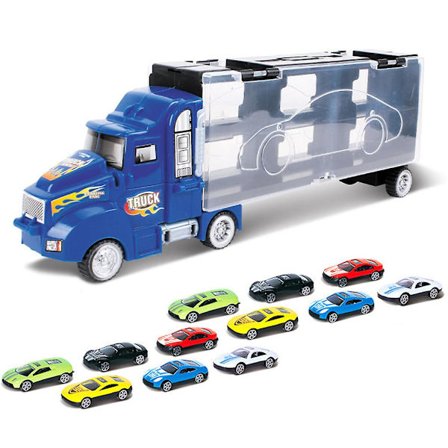 Transportbil til lastbil legetøj med 12 mini legeringsfarvede hjul til biler