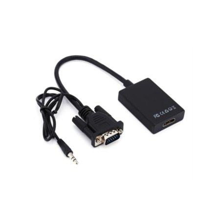 Qiilu VGA till HDMI-adapter 1080P HD VGA till HDMI Ljud- och videokabeladapteromvandlare med USB-kabel