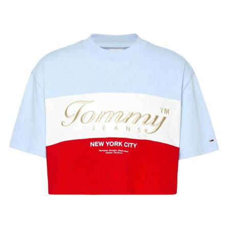 Tommy Jeans, Short T -shirt Dw 0Dw 13827 Blauw, Dames, Maat:M
