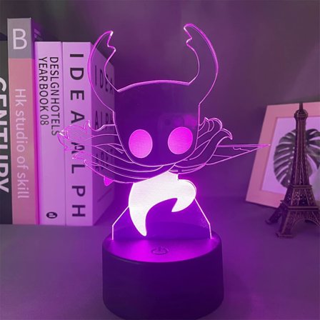 Hollow Knight 3D nattlys illusjonslampe fargeskiftende LED akryl RGB lys for soverom Valentinsdag gave LED lys, barnerom dekor