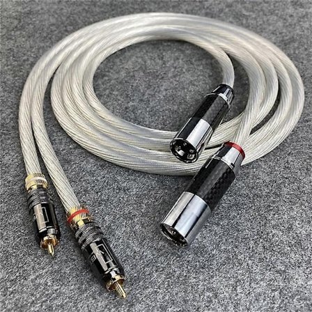 Högkvalitativ Hifi-ljudkabel 5n Occ Kristallsilver Rca till Xlr Hane och Hona Kabel Kolfiberkontakt - WELLNGS