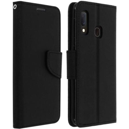 Cover til Samsung Galaxy A20e Case Kortholder Video Support Funktion Håndledsrem Sort