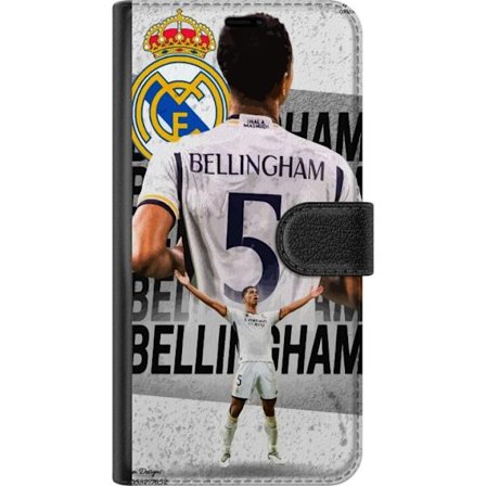 Kompatibel Tegnebogsetui til Samsung Galaxy A36 Real Madrid fodboldmotiv med Jude Bellingham i nummer 5 trøje, stort klubemblem, stærk atletisk pose o