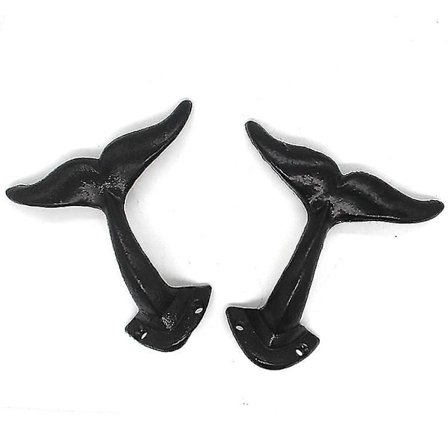 2 stk støpejern hvalhale dekorative veggkrok med monteringsskruer (13x9x6cm) Shibaod