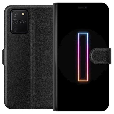 Kompatibel Tegnebogsetui til Samsung Samsung Galaxy S10 Lite Minimalistisk neonbogstav I i regnbuefarver mod mørk baggrund