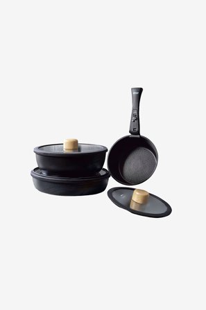 Hermia - Grydesæt (9 dele)-Hona Daily - Sort - Gryder & kasseroller - Fra Homeroom