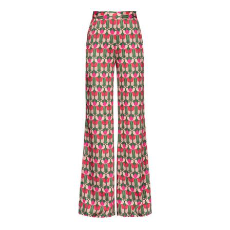 Pinko Patrizia Pantalone Twill st. Liberty flower Pink, Dame Bukser, Størrelse: 2XS