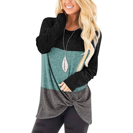 Kvinnors Tunika Toppar Twist Knuta Casual Pullover Skjortor XL GRÖN