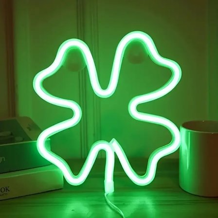 1 kpl Grön Klöver Neonskylt, St. Patrick's Day Dekoration, USB Eller Batteridriven Neonlampa För Väggdekoration