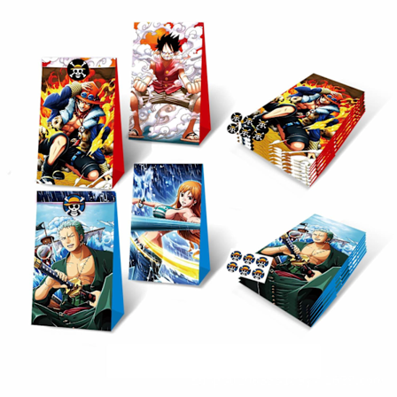 12 stk. One Piece Papir Godtepose & Klistremerker Gavepose Festdekorasjoner