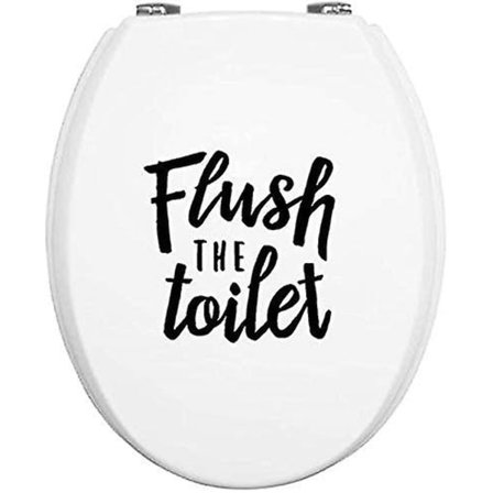 Klistermærke til badeværelse toilet skyl toilettet og luk låget - vinyl klistermærke sort - klistermærke til badeværelse toilet
