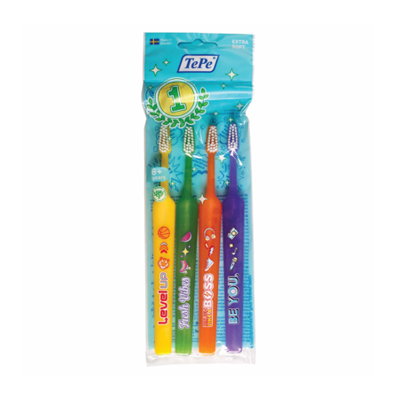 TePe Kids Extra Soft Tannbørster, 4 stk.
